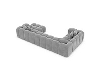 Canapé d'angle panoramique droit - velours gris clair - afbeelding 5 van  8