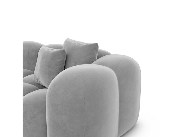 Canapé d'angle panoramique droit - velours gris clair - afbeelding 6 van  8