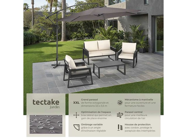 Cantilever parasol - grijs - afbeelding 4 van  10