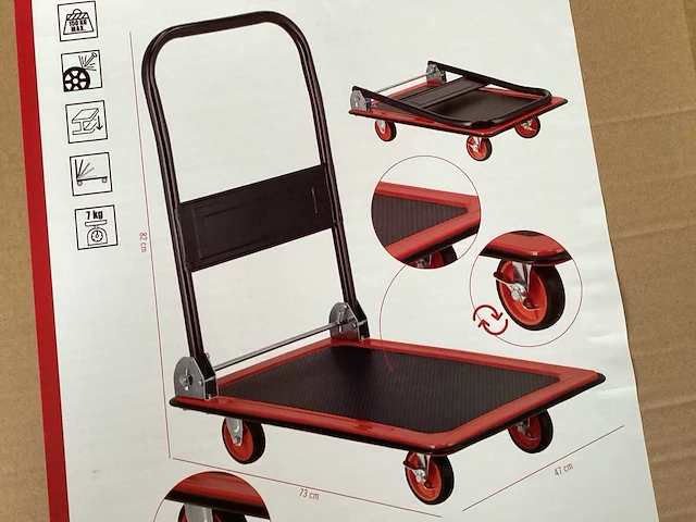 Cargopoint plateauwagen 73x47 cm, 150 kg - afbeelding 2 van  5