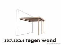 Carport tegen muur - 750x300x260cm