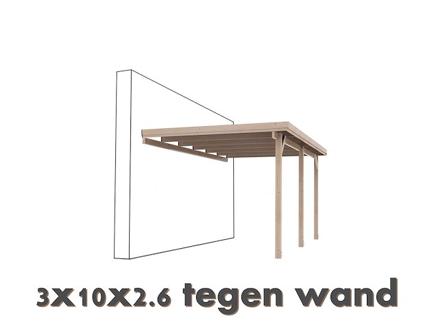 Carport tegen muur 3x10x2,6 - afbeelding 3 van  3