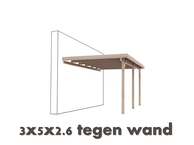 Carport tegen muur 3x5x2,6 - afbeelding 2 van  3