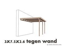 Carport tegen muur 3x7,5x2,6