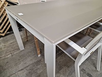 Castle-line - alu tuintafel carlo wit mat 220 x 100cm + taupe gehard glas - afbeelding 3 van  4