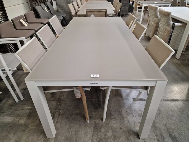 Castle-line - alu tuintafel carlo wit mat 220 x 100cm + taupe gehard glas - afbeelding 2 van  4