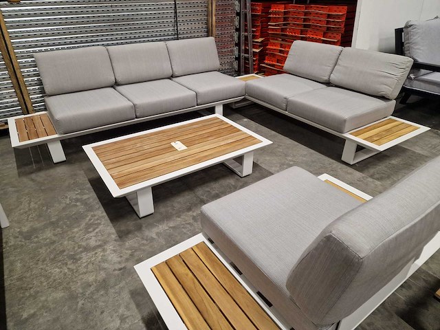 Castle-line - hoeklounge set donya xl wit met kussens olefin lichttgrijs - afbeelding 1 van  10