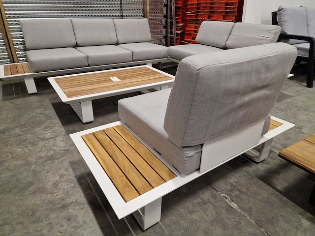 Castle-line - hoeklounge set donya xl wit met kussens olefin lichttgrijs - afbeelding 9 van  10