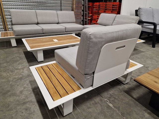 Castle-line - hoeklounge set donya xl wit met kussens olefin lichttgrijs - afbeelding 10 van  10