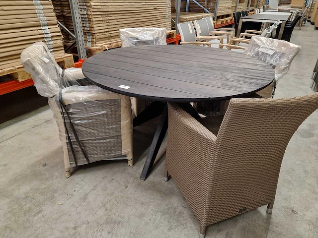 Castle-line - teak tuintafel brooklyn dia 135cm + teak top brede latten - afbeelding 1 van  4