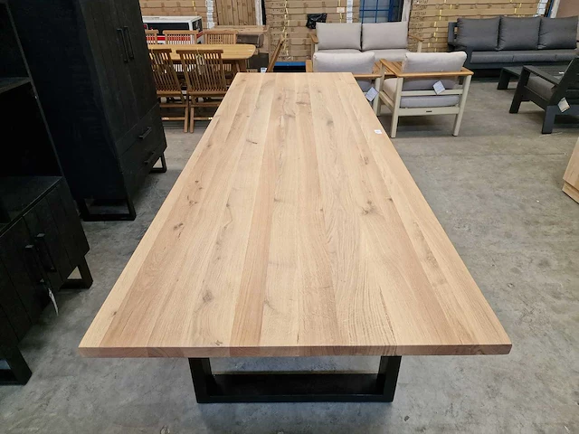 Castle-line eik interieurtafel straight 300 x 100cm blad dikte 4cm - massief - afbeelding 3 van  4