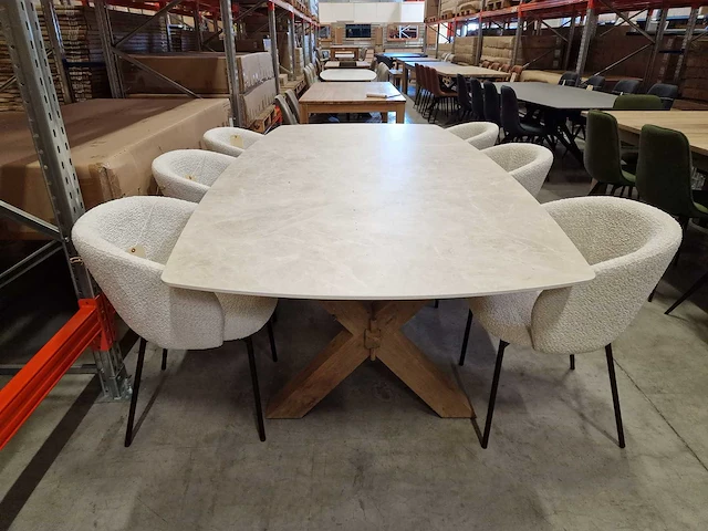 Castle-line keramiek interieurtafel griffin sand 260 x 130cm - teak poot - afbeelding 2 van  4
