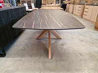 Castle-line keramiek interieurtafel marble black 240 x 100cm dikte 12mm met teak tafelpoot - afbeelding 2 van  4