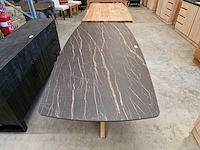 Castle-line keramiek interieurtafel marble black 240 x 100cm dikte 12mm met teak tafelpoot - afbeelding 3 van  4