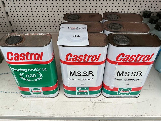 Castrol inhoud 1 liter r30 + m.s.s.r motor olie smeermiddel (7x) - afbeelding 1 van  1