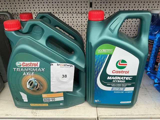 Castrol inhoud 5 liter 80w-90 + ow-16 transmax + magnatec smeermiddel (3x) - afbeelding 1 van  1