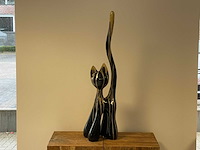 Cat / kat met lange staart h100cm zwart trash goud - afbeelding 1 van  2