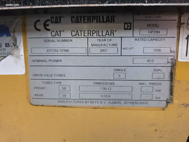 Caterpilar gp25n thermische heftruck 2007 - afbeelding 16 van  16