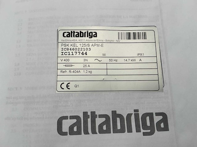 Cattabriga psk kel 125s pasteuriseer ijsmachine - afbeelding 7 van  9
