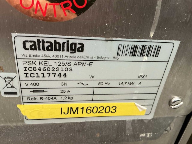 Cattabriga psk kel 125s pasteuriseer ijsmachine - afbeelding 8 van  9