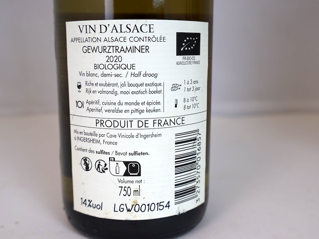 Cave d’ingersheim gewurztraminer biologique 2020 (2x) - afbeelding 3 van  3