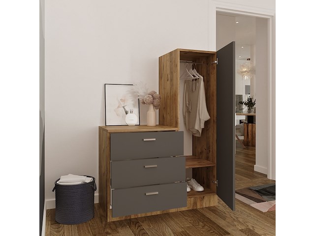 Cc6 multifunctionele kast | 100% melamine | atlantisch grenen, antraciet - afbeelding 3 van  5