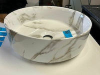 Ceramiek wastafel met marmerlook - afm ø36x12 cm - afbeelding 2 van  2