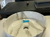 Ceramiek wastafel met marmerlook - afm ø36x12 cm - afbeelding 1 van  2