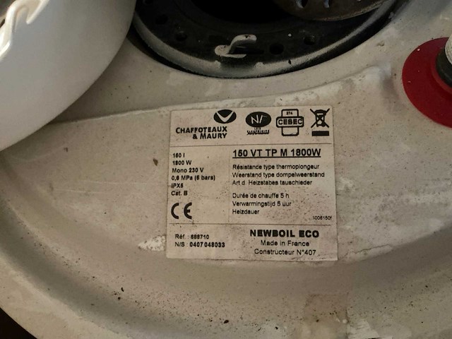 Chaffotteux & maury 1800w mono 150l elektrische boiler - afbeelding 3 van  4