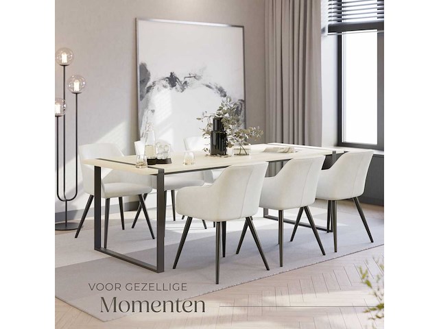 Chaise aspect velours noir / crème (x6) - afbeelding 3 van  10