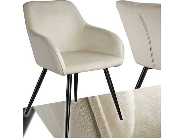 Chaise aspect velours noir / crème (x6) - afbeelding 4 van  10