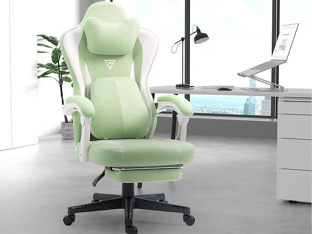 Chaise de gaming avec massage chauffant - tissu - afbeelding 1 van  9