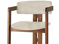 Chaise de salle à manger ergonomique en bois de noyer et lin gris clair (x4) - afbeelding 1 van  6