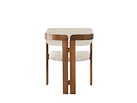 Chaise de salle à manger ergonomique en bois de noyer et lin gris clair (x4) - afbeelding 3 van  6