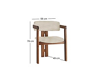 Chaise de salle à manger ergonomique en bois de noyer et lin gris clair (x4) - afbeelding 5 van  6