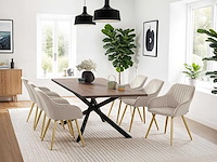 Chaise de salle à manger rembourrée - taupe et or (x6) - afbeelding 1 van  10