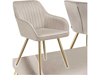 Chaise de salle à manger rembourrée - taupe et or (x6) - afbeelding 3 van  10