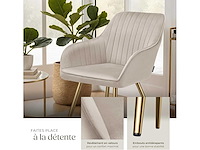 Chaise de salle à manger rembourrée - taupe et or (x6) - afbeelding 8 van  10