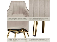 Chaise de salle à manger rembourrée - taupe et or (x6) - afbeelding 9 van  10