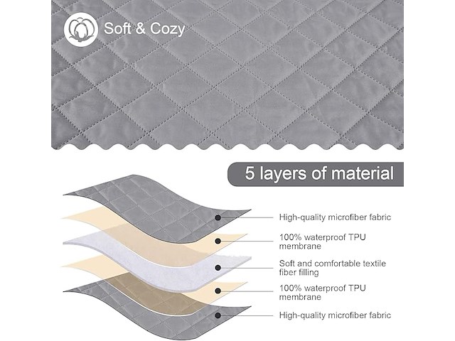 Chaiselongue bankovertrek (rechts 200cm) lichtgrijs - afbeelding 3 van  5