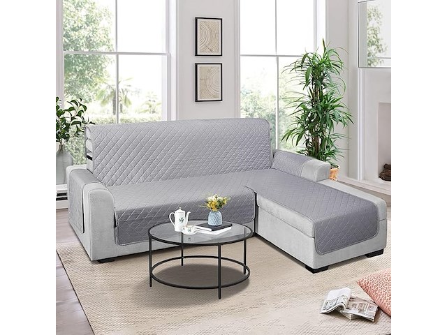 Chaiselongue bankovertrek (rechts 200cm) lichtgrijs - afbeelding 1 van  5