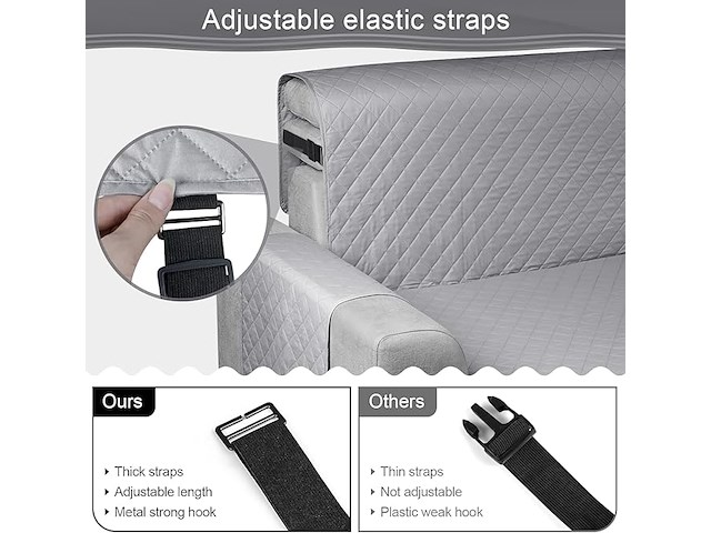 Chaiselongue bankovertrek (rechts 200cm) lichtgrijs - afbeelding 4 van  5