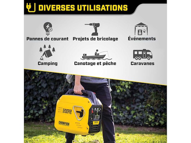 Champion power equipment 9200i-eu elektrische generator 2200 w omvormer benzine 58 dba - afbeelding 8 van  11