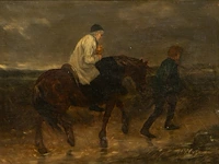 Charles de groux (1825-1870), 'le viatique', oil on canvas 30 x 41 cm. (11.81 x 16.14 in.), frame: 63 x 74 cm. (24.80 x 29.12 in.)