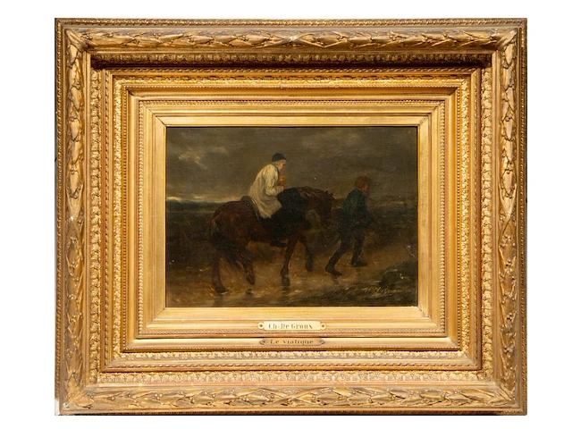 Charles de groux (1825-1870), 'le viatique', oil on canvas 30 x 41 cm. (11.81 x 16.14 in.), frame: 63 x 74 cm. (24.80 x 29.12 in.) - afbeelding 2 van  5