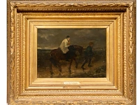Charles de groux (1825-1870), 'le viatique', oil on canvas 30 x 41 cm. (11.81 x 16.14 in.), frame: 63 x 74 cm. (24.80 x 29.12 in.) - afbeelding 2 van  5