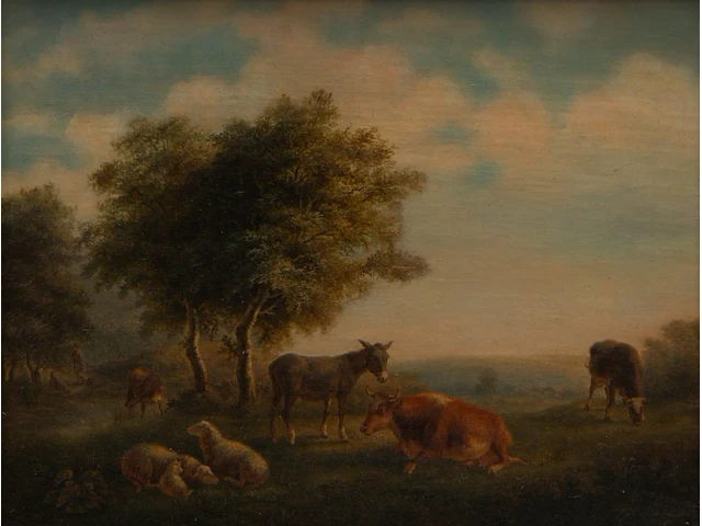 Charles de san (xix), pair of pendant paintings with resting cattle, 1844, oil on canvas 28 x 36 cm. (11.01 x 14.16 in.), frame: 36.5 x 44 cm. (14.36 x 17.32 in.) - afbeelding 3 van  8