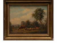 Charles de san (xix), pair of pendant paintings with resting cattle, 1844, oil on canvas 28 x 36 cm. (11.01 x 14.16 in.), frame: 36.5 x 44 cm. (14.36 x 17.32 in.) - afbeelding 7 van  8