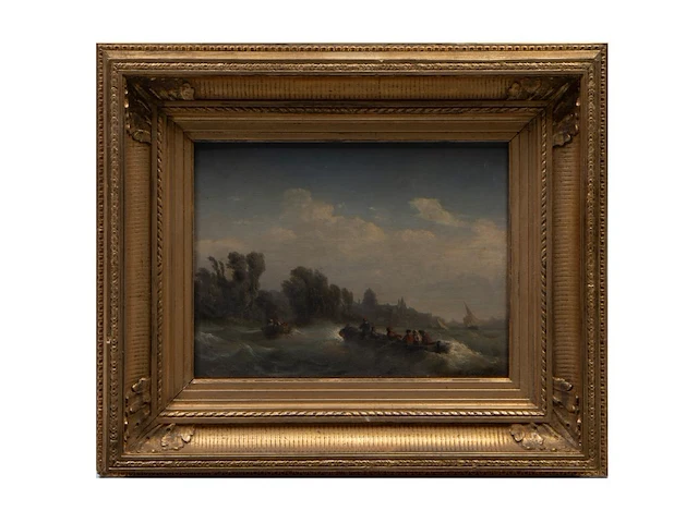 Charles euphrasie kuwasseg (1833/38-1904), boats on rough water, oil on canvas 30 x 40 cm. (11.81 x 15 3/4 in.), frame: 52 x 62 cm. (20.46 x 24.41 in.) - afbeelding 2 van  9