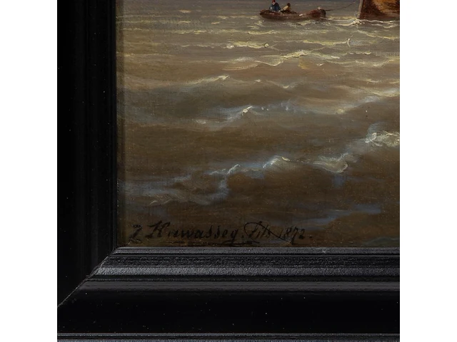 Charles euphrasie kuwasseg (1833/38-1904), panorama of the harbour of antwerp, 1872, oil on canvas 59 x 100 cm. (23.23 x 39.36 in.), frame: 75 x 119 cm. (29.53 x 46.85 in.) - afbeelding 4 van  6